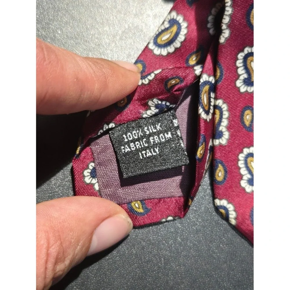 Sheaf&Caber Maroon Paisley Patterned 100% Silk Tie Made in Italy